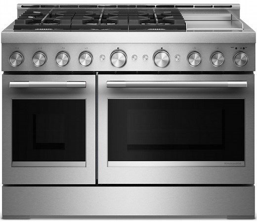 KitchenAid 6.3 Cu. Ft. Commercial-Style 6 Burner Gas Range with Griddle 48-Inch Wide in Stainless Steel - KFGD948SSS