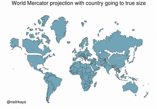 1.8M views · 2.3K reactions | Animated Mercator Vs The True Size of Each Country | Brilliant Maps | Facebook