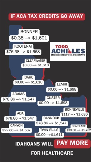 In one vote on July 7th, Senator Risch gave Google, the most profitable corporation in our country, a $13B tax cut, while at the same time eliminating the tax credit for working Idahoans to afford health care and now premiums have skyrocketed making health care unaffordable for Idahoans. Get involved at www.AchillesForIdaho.com | Todd Achilles for Idaho