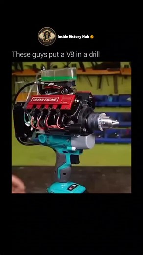 Inside History Hub on Instagram: "The V8-powered drill is a masterpiece of "mad scientist" engineering, created by the YouTuber Let’s Learn Something. What looks like a prop from a post-apocalyptic movie is actually a fully functional tool that swaps out a standard electric motor for a high-revving, nitro-burning miniature V8 engine. It’s the ultimate expression of the "because I can" spirit that drives high-end DIY engineering. Follow @insidehistoryHub for more The build started with a Hercules