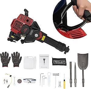 Trench Digger, 52CC 2-StrokeGas Powered Handheld Garden Tree Digger with Single Cylinder and Air-Cooled, 1900W Posthole Digger, Handheld Trencher Digger Machine for Garden/Farm/Lawn