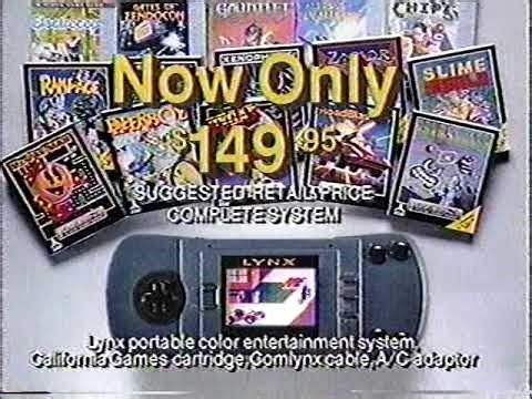1990 Atari Lynx handheld color LCD game system TV commercial