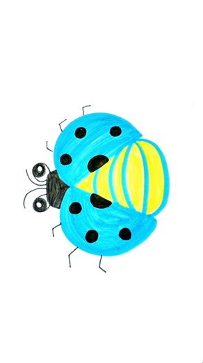 Blue & Yellow Cartoon Ladybug Drawing | Cute Insect Art #Shorts #drawing #art #trending #viral