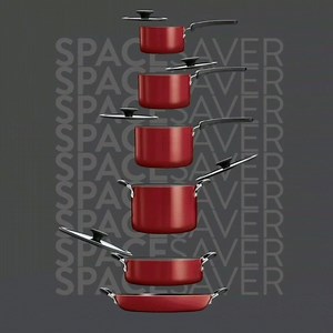 Our 11 Piece Nesting Cookware Set makes kitchen organization easy! It nests together to save you up to 50% storage space #tramontinausa | Tramontina