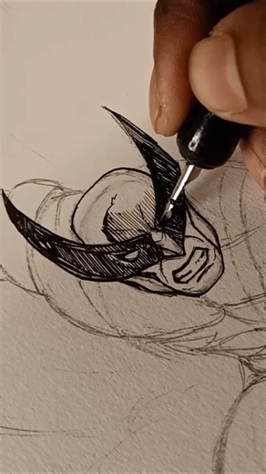 ASMR Wolverine Ink Drawing 🔥 #shorts