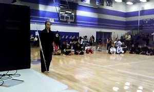 Black belt with amazing bo staff kata