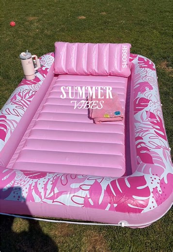 Summer backyard essential! Tanning pools are great for cooling down and being comftorable while tanning #summertok #summer #backyard #tanning #tanningpool