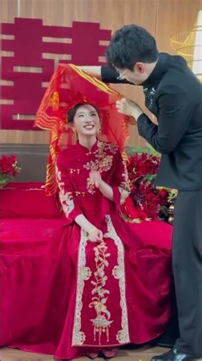 Beautiful ChineseWedding Moment ❤️ | Shy Bride & Caring Groom #Shorts #love #wedding #shorts #shere