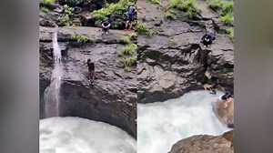 Video: Pune man jumps into waterfall, goes missing after being swept away