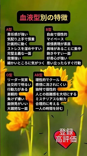 血液型別の特徴