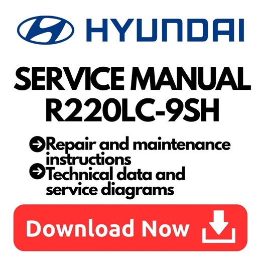 Hyundai R220LC-9SH Service Manual Digital PDF Download - Etsy Canada