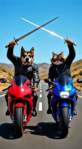 Dog vs Cat Motorcycle Duel on the Highway 😳⚔️