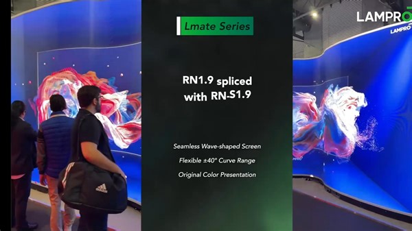 The seamless wave-shaped rental display, built by Lmate Series RN spliced with RN-S, has been attracting countless visitors to stop by and experience it during ISE 2024. Tailored for stages & live events, it elevates the visual effect and flexibility to bring about complete immersion. There're more diverse stylings with impeccable performance, like LED reception desk, digital banner screen and so forth, waiting for you to unlock. Seize the last day and step into LAMPRO booth 3C750, where you can
