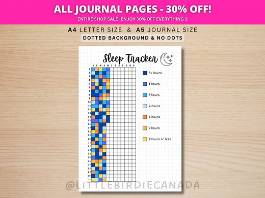 Sleep Tracker Yearly - PRINTABLE Journal Page - Planner Page - Track Sleep - Sleep Log - Sleep Analysis - Sleep Quality - Sleep Cycle - Etsy