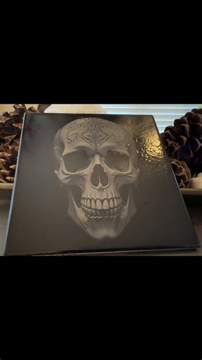 Laser engraved on ceramic tile #laserengraving #skull