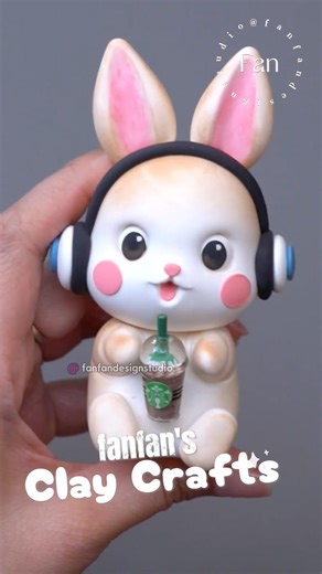 how to make a cute Rabbit doll with polymer clay air dry foam clay crafts art tutorial