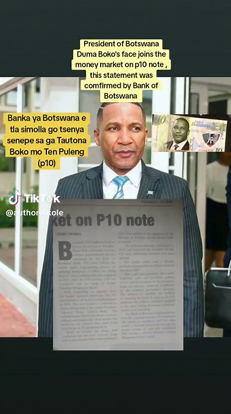 President Duma Boko's Image on Botswana's P10 Note