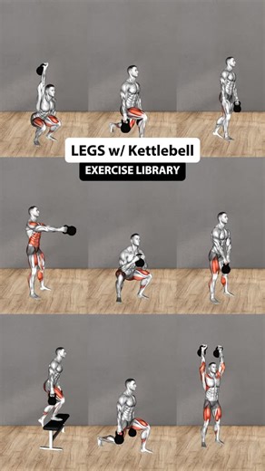 Physio Gym Tips on Instagram: "Legs with Kettlebells only - Exercise Library💪 Get more workout inspiration with the free workout tracker - @lyfta.app 🤩"