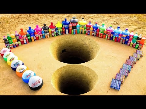 EXPERIMENT: Big Toothpaste Eruption from Mentos VS Giant Coca Cola, Fanta, Underground Hole