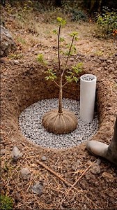 Deep Root Watering Pipe for a New Tree #gardening #newtrend #gardeningtips #homegardening