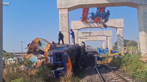 At least 22 killed as construction crane collapses onto moving passenger train in Thailand