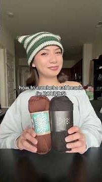 cat beanie (IN ROUNDS) crochet tutorial 🤭🧶 #crochet #crochethat #crochetbeanie #crochettutorial