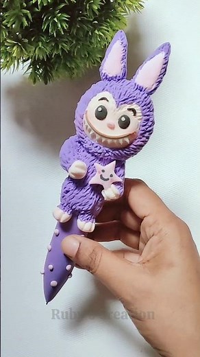 DIY Labubu Clay Pen 🖊️ | Cute & Furry Kawaii Stationery Idea #diy #shorts