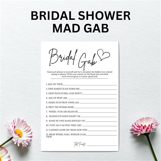 Bridal Shower Mad Gab Printable Game | Bridal Shower Mad Libs Unique Bridal Shower Game - Wedding Mad Gab Game | Bridal Shower Mad Libs - Etsy
