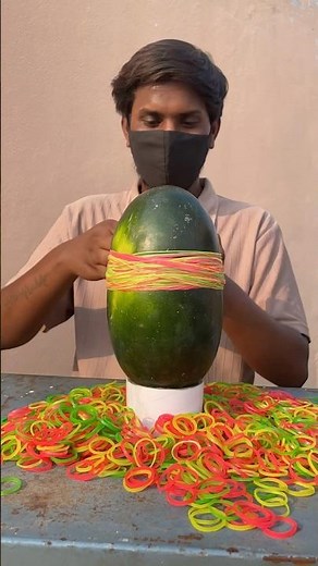 Rubber Band on Watermelon for explosion | What happens if you put a rubber band on a watermelon? ...