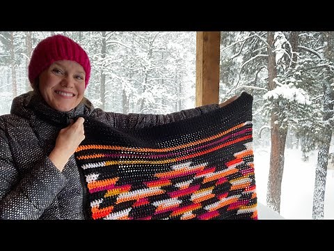 Wind River Blanket for Red Heart Granny Square All In One yarn- tapestry single crochet tutorial