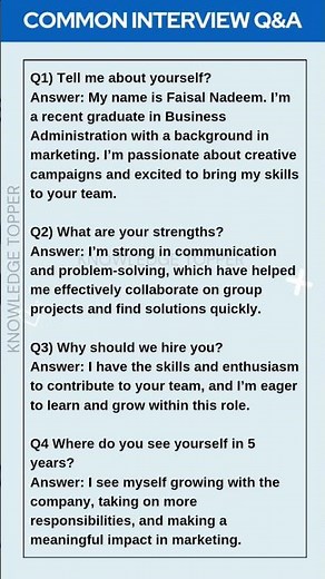 4 Most Common Job Interview Questions and Answers