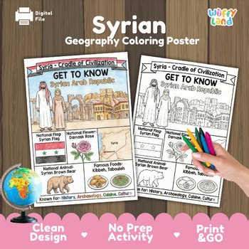 Syria Geography Coloring Page | Middle East Country Study | Social Studies