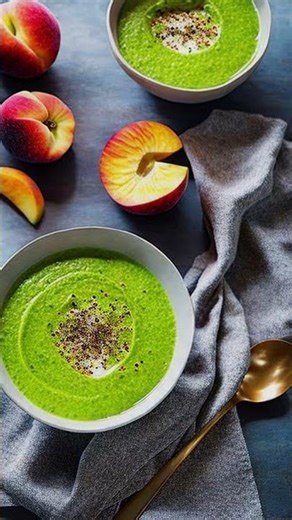 Zucchini Gazpacho with Grilled Peach Drizzle