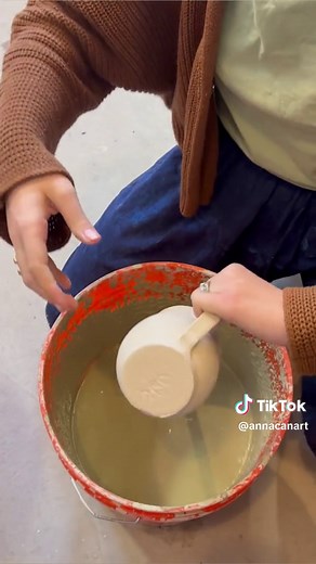 Glazing a mushroom sgraffito mug!! #sgraffito #sgraffitopottery #ceramicstudio #studioartist