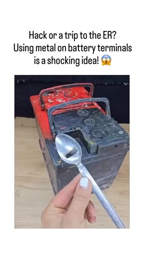 👁️ | - The post critiques a viral TikTok-style hack for emergency car jumpstarting, using a modified metal spoon as a makeshift connector to... | Instagram