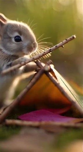 Baby Rabbit Builds Its Own Tiny House! 🌿 Heartwarming AI Animation 💖 #bunny #adorable #aiart