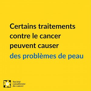 Ce n’est pas facile de vivre avec les symptômes et les effets secondaires du cancer ou d’un traitement contre le cancer. Nous comprenons votre situation et nous sommes là pour vous donner de l’information qui pourra vous aider à composer avec ces changements. 💛 Certains traitements contre le cancer peuvent causer des problèmes de peau comme la rougeur ou l’irritation. Sachez que vous n’êtes pas la seule personne à vivre une telle situation. Consultez votre équipe de soins dès que vous remarquez