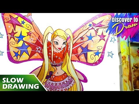 How to draw winx club ✤ Stella ✤ believix Fairy Form Slow mode
