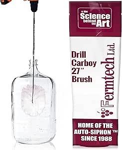 Turbo Carboy Cleaner Brush 27" Long Power Drill Attachment Bendable Plastic Bristle Cleaning Brush Clean Water Jugs Carboys Pails Demijohns w/Ease Attaches to Standard drill for Turbo Cleaning Action