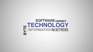 Technology word cloud white background animation