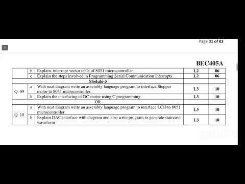 Fourth Semester(BEC405A) Microcontrollers.Model Question Paper-1/2.