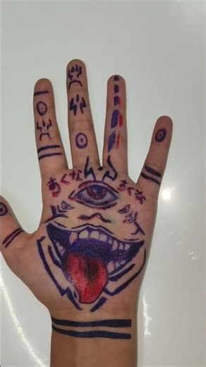 sukuna's hand drawing #tattoo #handtattoo #pentattoo #asmr