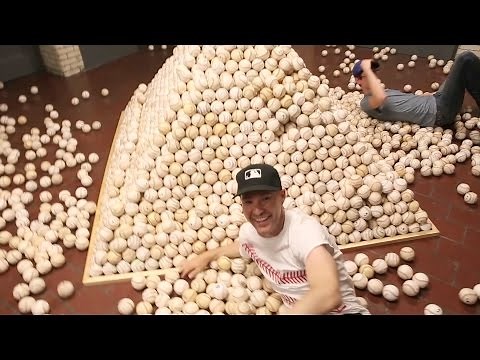 HUGE PYRAMID OF BASEBALLS!