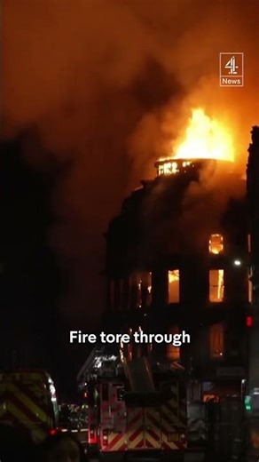 Fire blazes next to Glasgow train station