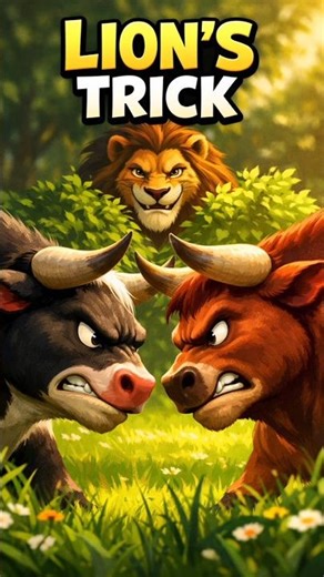 Lion’s Trick! 🦁🐂The 3 Bulls Story | Powerful Moral Story About Unity #shorts #trending