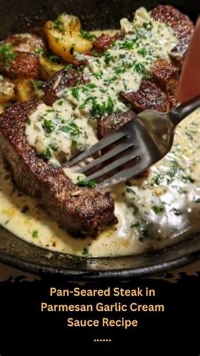 Pan-Seared Steak in Parmesan Garlic Cream Sauce
