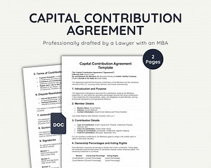 Capital Contribution Agreement Template: Lawyer-drafted Legal Form (word Document, Digital Download - Etsy