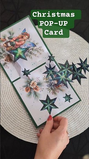 Christmas POP-UP CARD with galactic stars and sweet girl #cardcreations