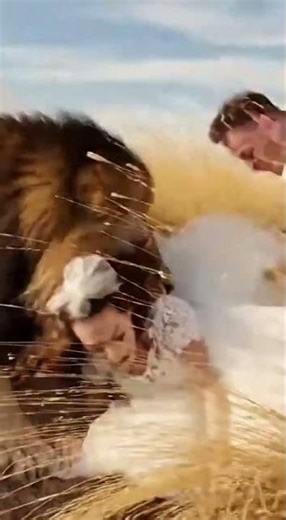Lion Drags the Bride During a Wedding Shoot 😱 Unbelievable Moment Caught #wedding #lion #wildlife