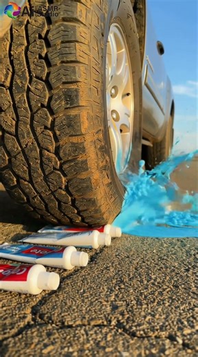 What happens if you crush toothpaste with a car tire? 😳 AI-ASMR #crushtest #satisfying